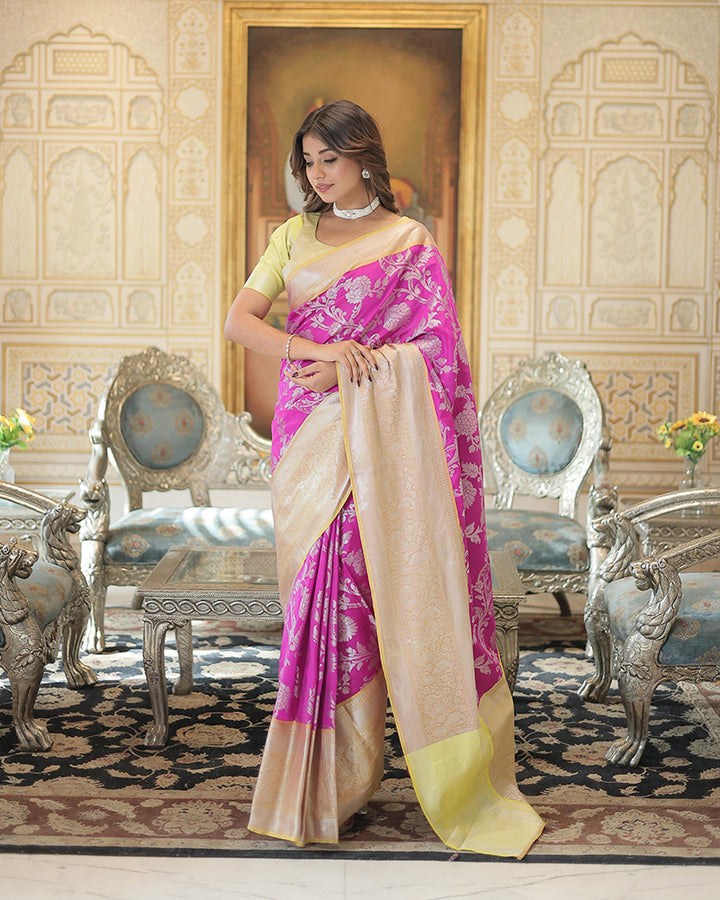 Designer Kanjivaram Silk Pink Color Saree