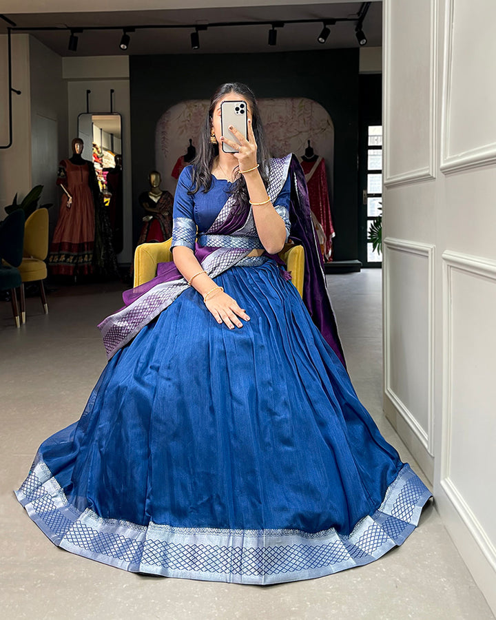 Blue Color Color Dhupion Silk Designer Lehenga Choli