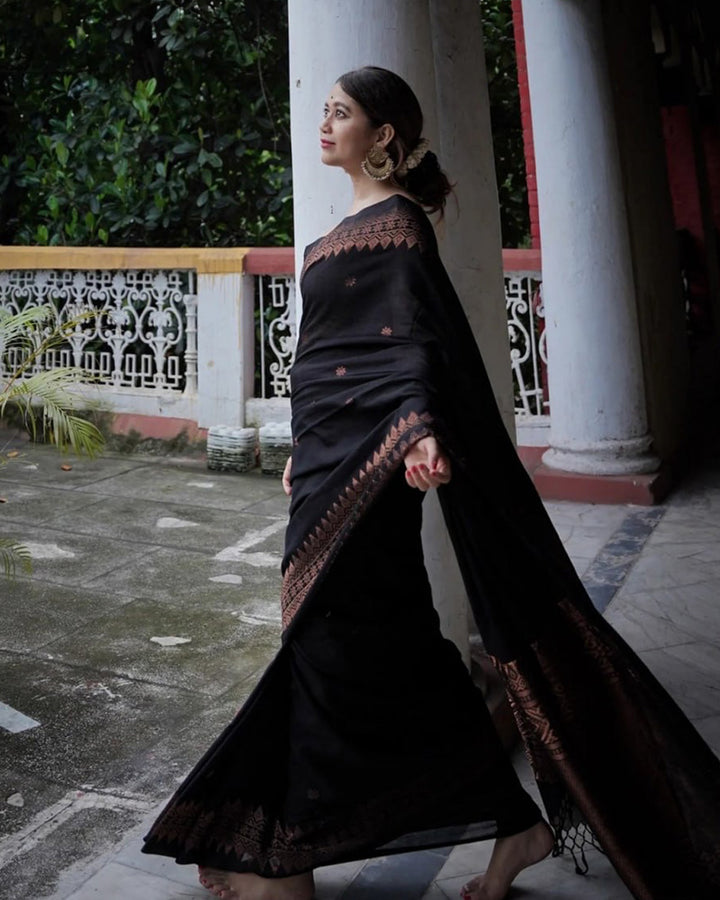 Designer Black Color Jacquard Banarasi Silk Saree