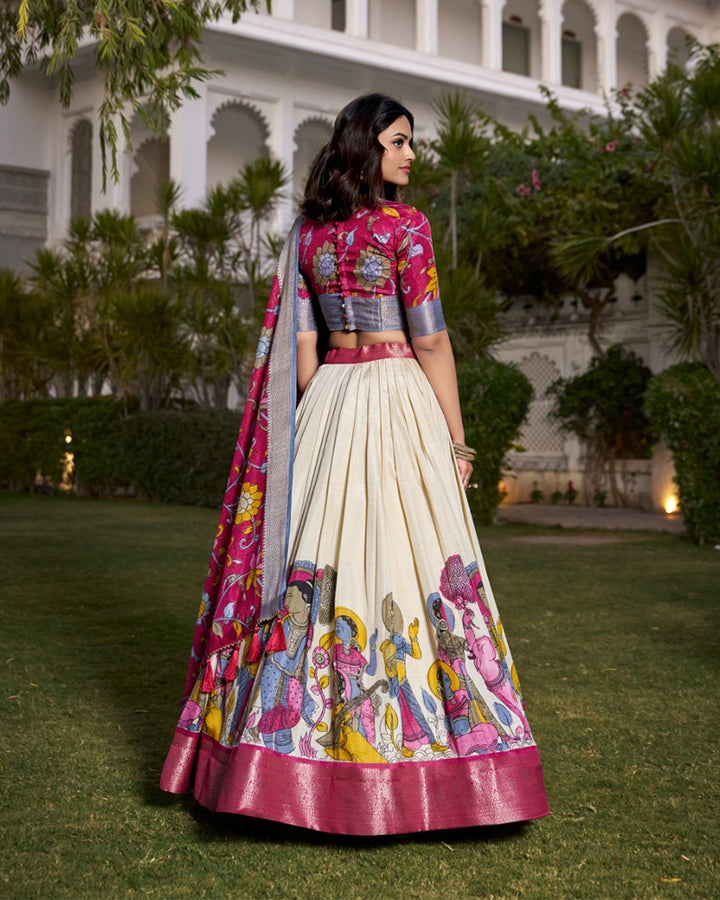 Designer Off-White Color Dola Silk Lehenga Choli