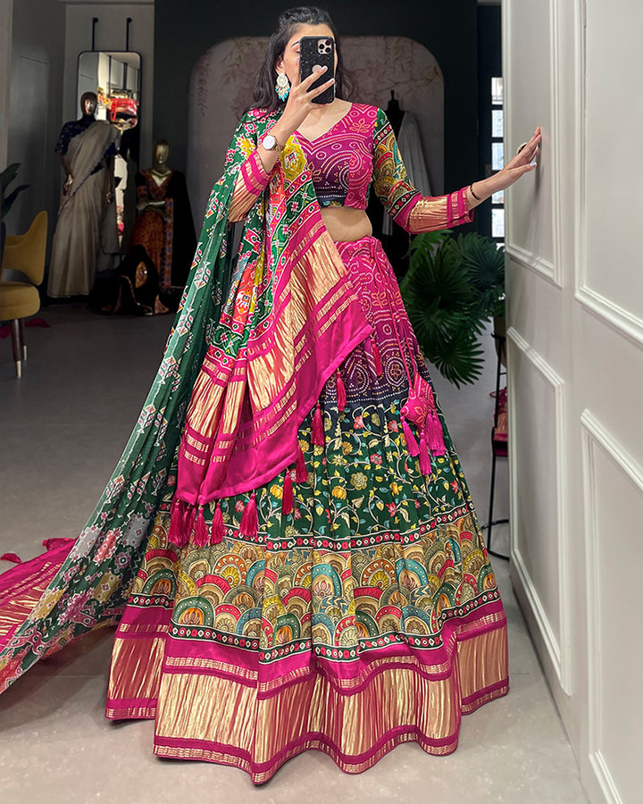 Multi Color Gaji Silk Lehenga Choli