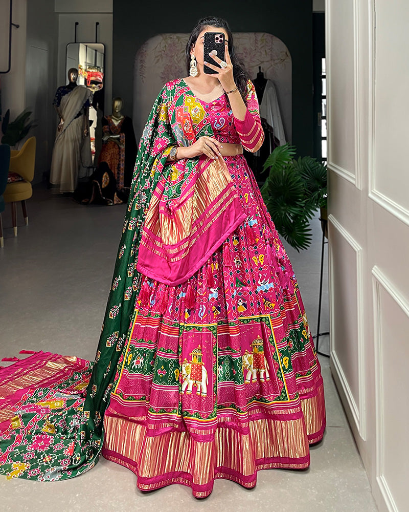 Rani Pink Gaji Silk Lehenga Choli