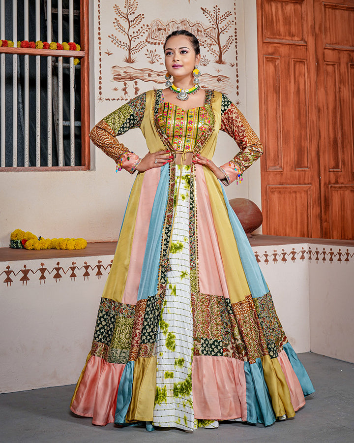 Multi Color Rayon Cotton Indo-Western Lehenga Choli