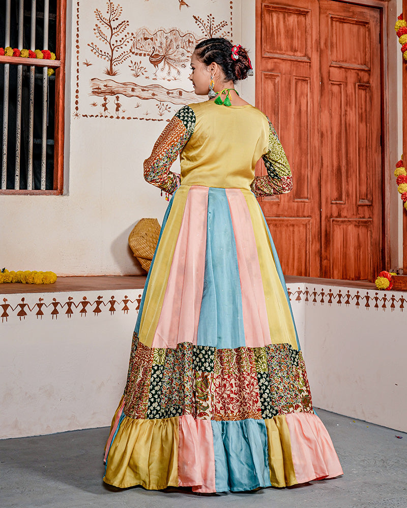 Multi Color Rayon Cotton Indo-Western Lehenga Choli