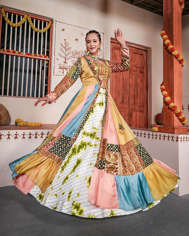 Multi Color Rayon Cotton Indo-Western Lehenga Choli