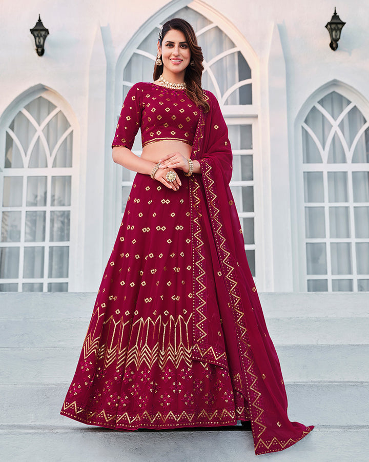 Deep Pink Color Georgette Designer Lehenga Choli