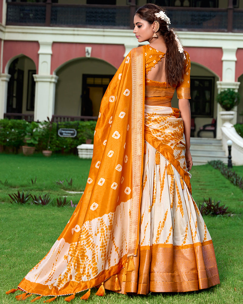 Designer Mustard Color Dola Silk Lehenga Choli