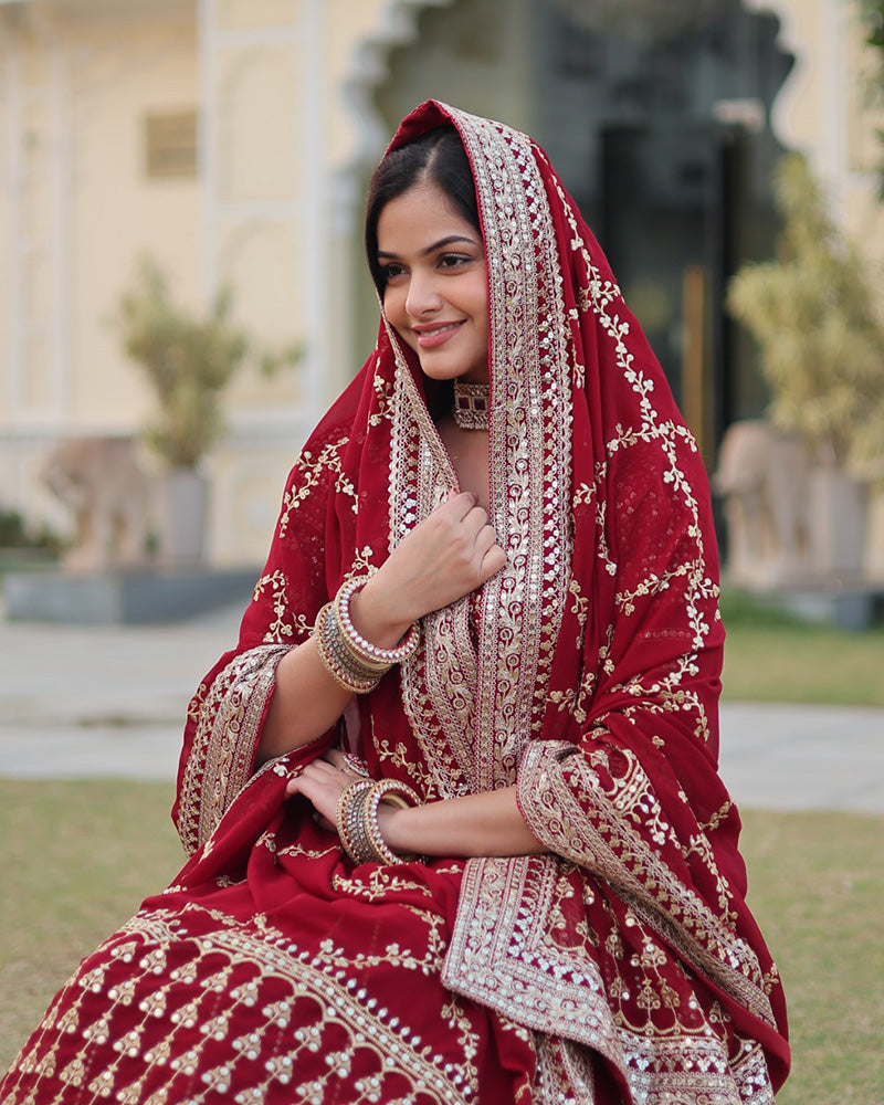 Designer Maroon Color Blooming Lehenga Choli With Beautiful Dupatta