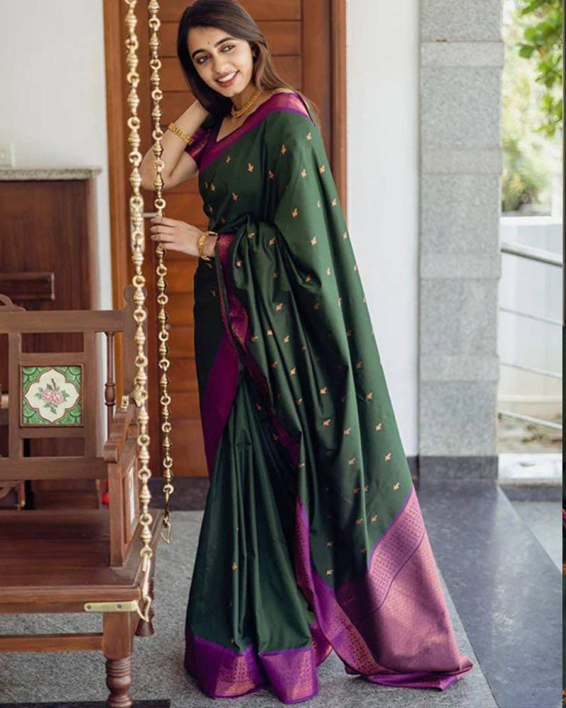 Designer Green Color Soft Silk Saree