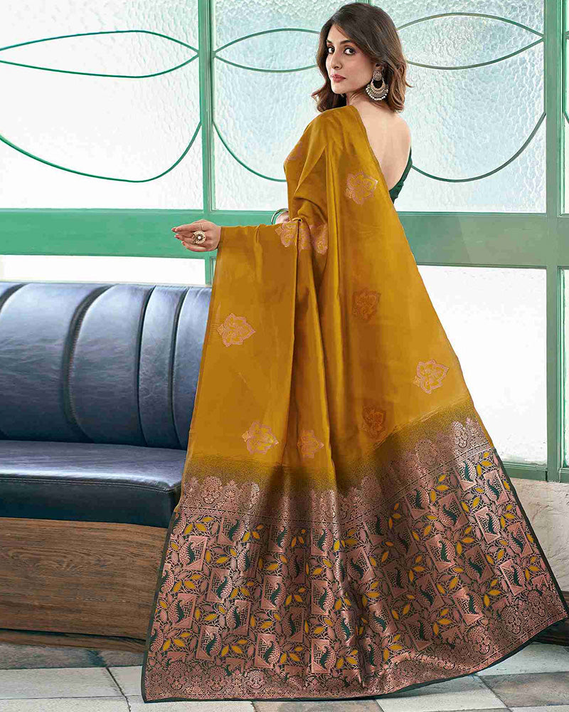 Designer Yellow Color All Over Jacquard Banarasi Silk Saree