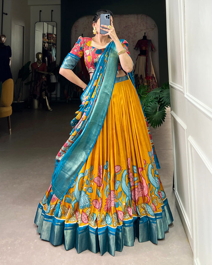 Designer Yellow Color Jacquard Dola Silk Lehenga Choli