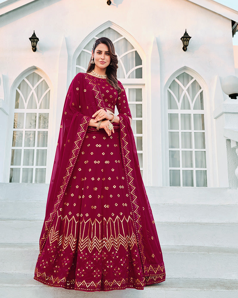 Deep Pink Color Georgette Designer Lehenga Choli