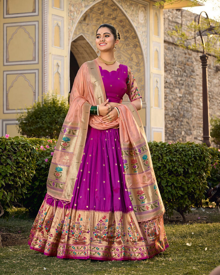 Designer Purple Color Jacquard Paithani Lehenga Choli