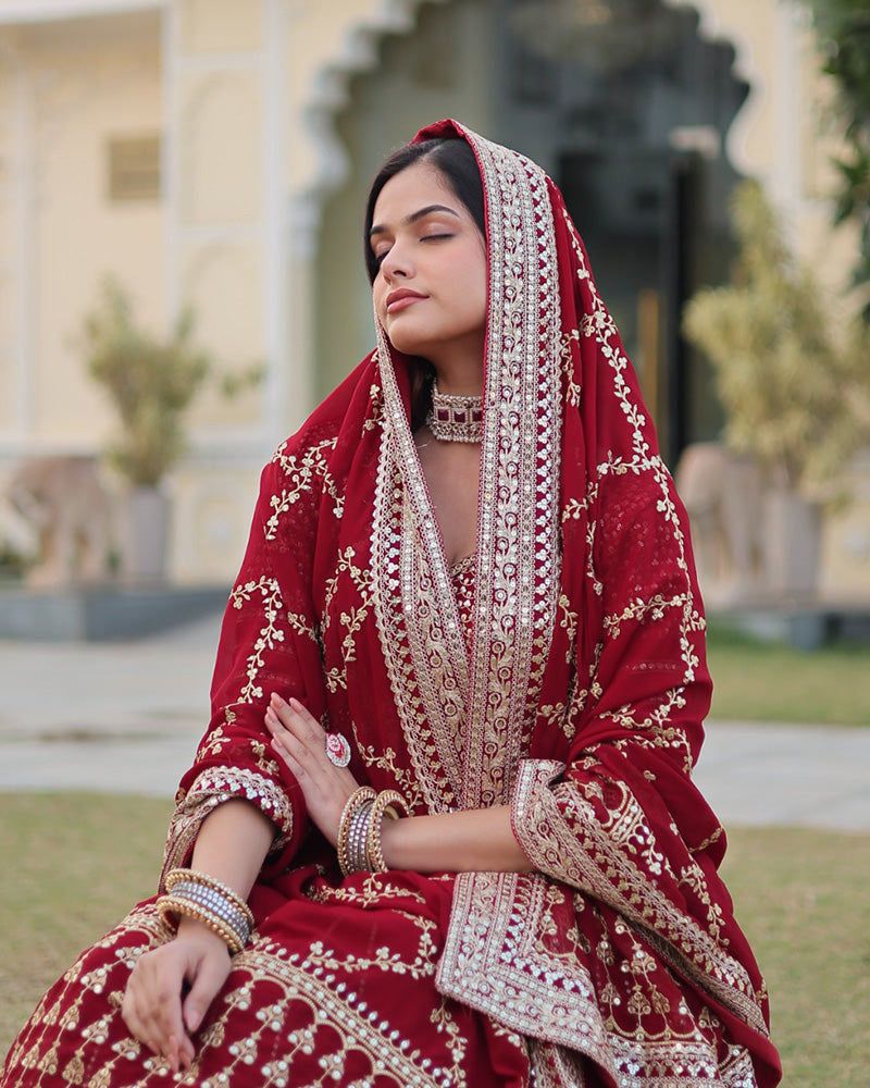 Designer Maroon Color Blooming Lehenga Choli With Beautiful Dupatta