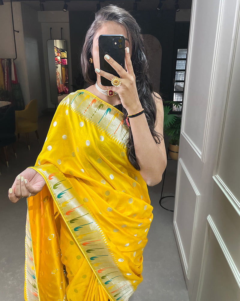 Designer Yellow color Pure Viscose Saree