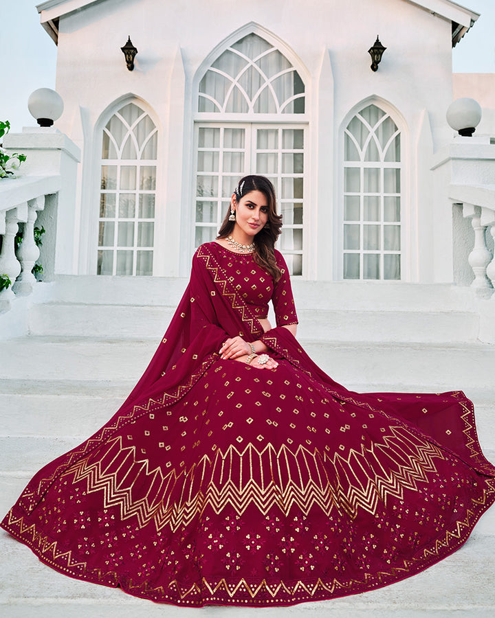 Deep Pink Color Georgette Designer Lehenga Choli