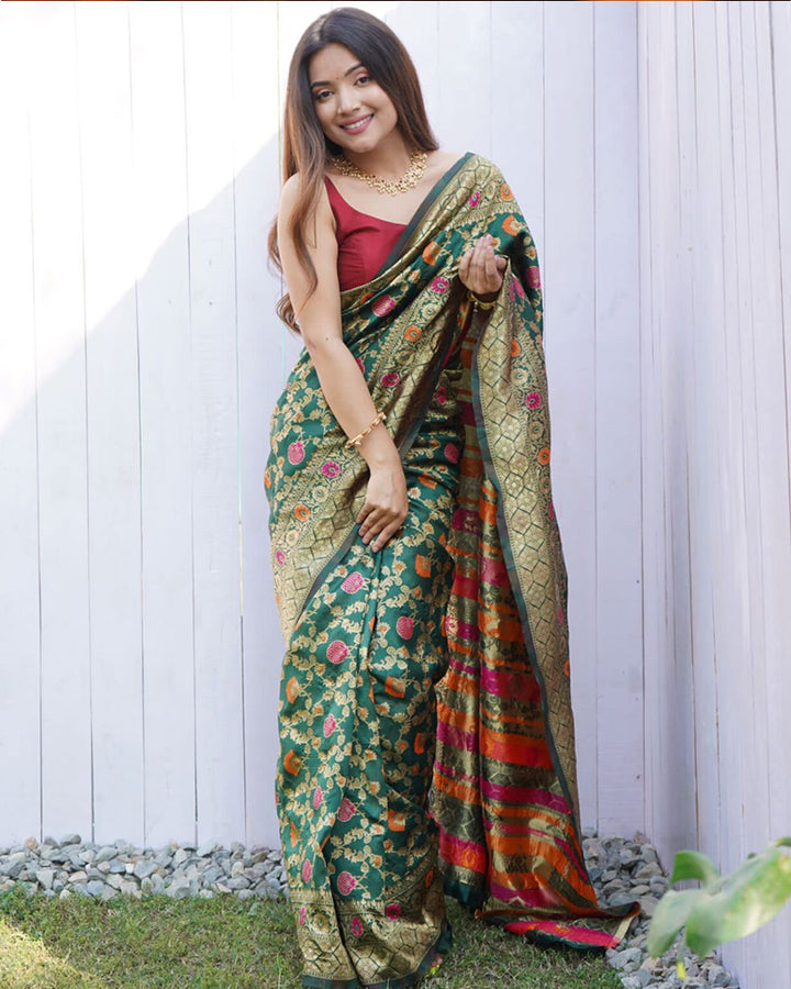 Designer Mehndi Color Soft Silk Saree