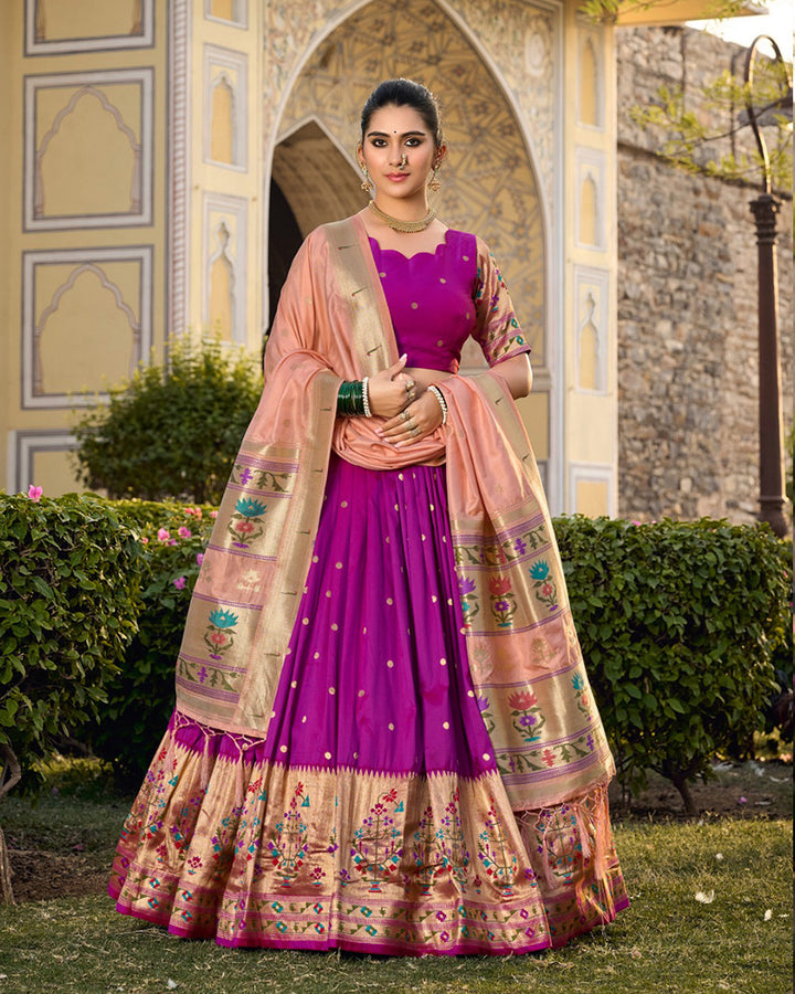 Designer Purple Color Jacquard Paithani Lehenga Choli