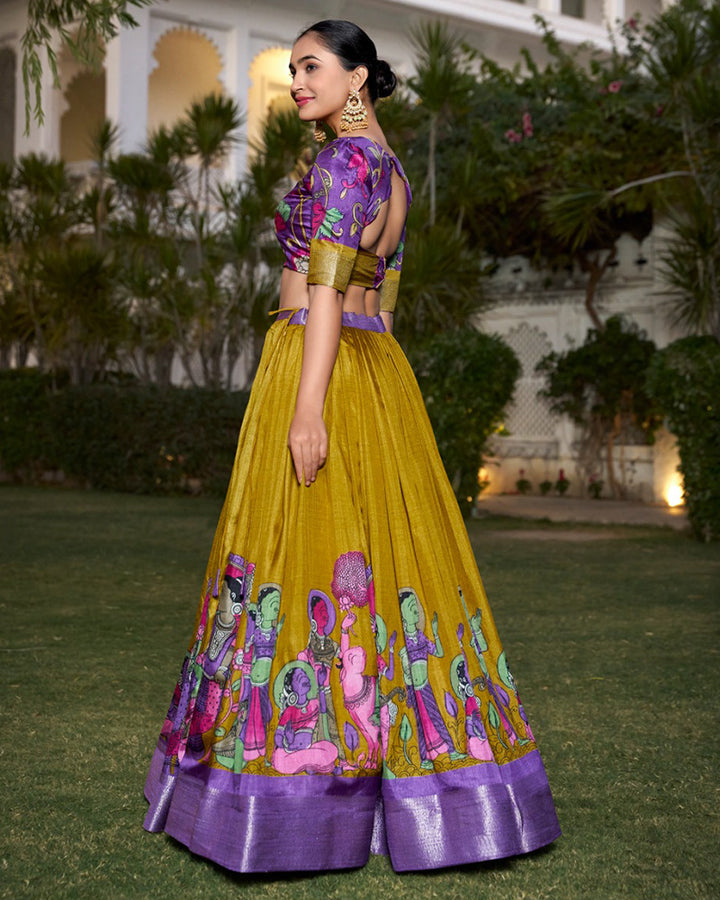 Designer Mustard Color Dola Silk Lehenga Choli