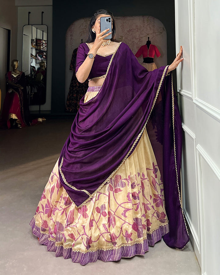 Purple Color Green Silk lehenga Choli