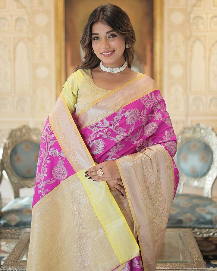 Designer Kanjivaram Silk Pink Color Saree