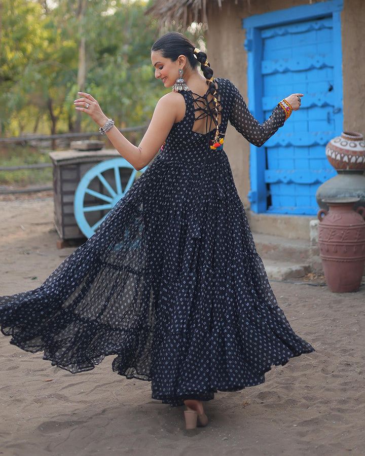 Navratri Special Black Color Faux Georgette Gown