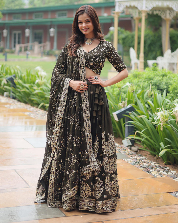 Black Color Rangoli Silk Sequence And Embroidered Lehenga Choli