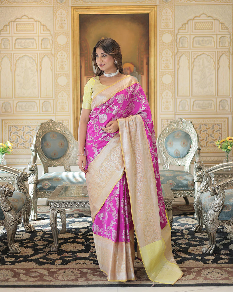 Designer Kanjivaram Silk Pink Color Saree