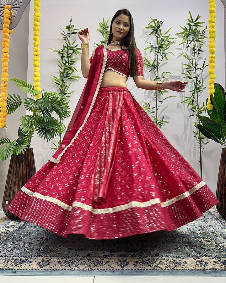 Designer Pink Color Georgette Embroidered Lehenga Choli