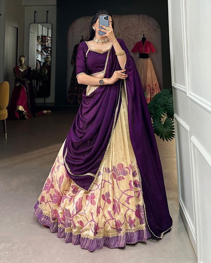 Purple Color Green Silk lehenga Choli