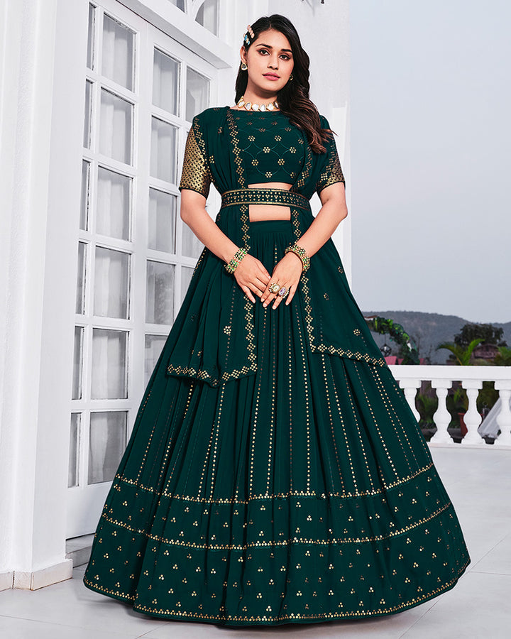 Teel Green Color Georgette Designer Lehenga Choli