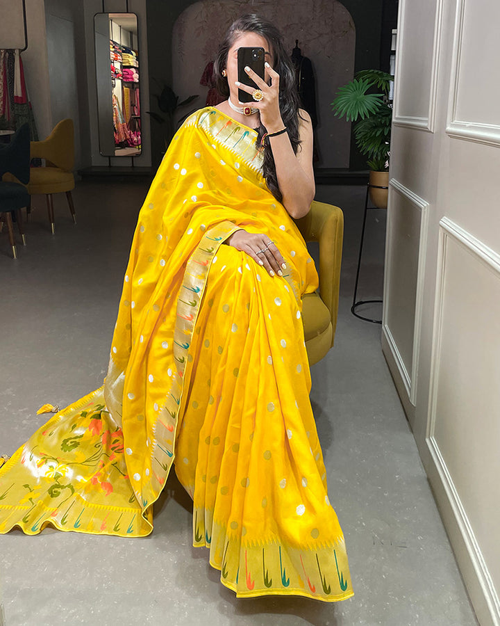 Designer Yellow color Pure Viscose Saree