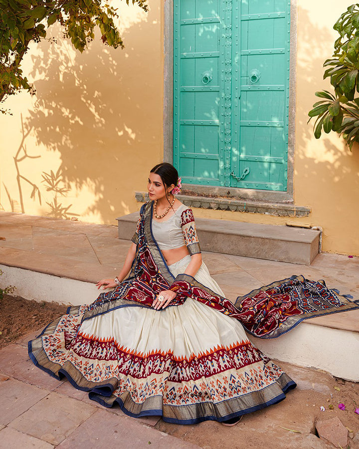 Amazing Maroon Color Patola Printed Tussar Silk Lehenga Choli