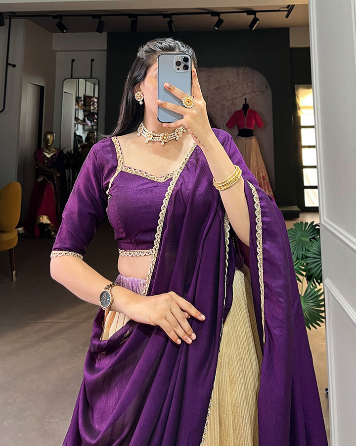 Purple Color Green Silk lehenga Choli