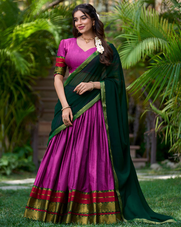 Designer Pink Color Poly Cotton Lehenga Choli