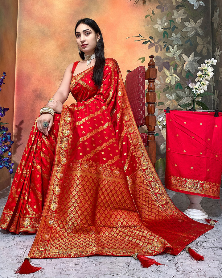 Designer Red Color Dolla Silk Saree