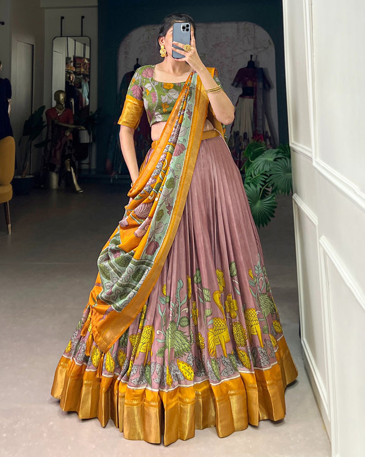 Designer Onion Color Jacquard Dola Silk Lehenga Choli