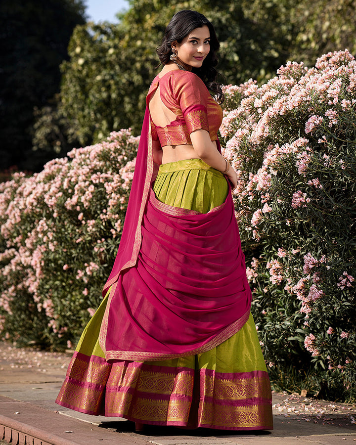 Designer Pista Color Kanchipuram Silk Lehenga Choli