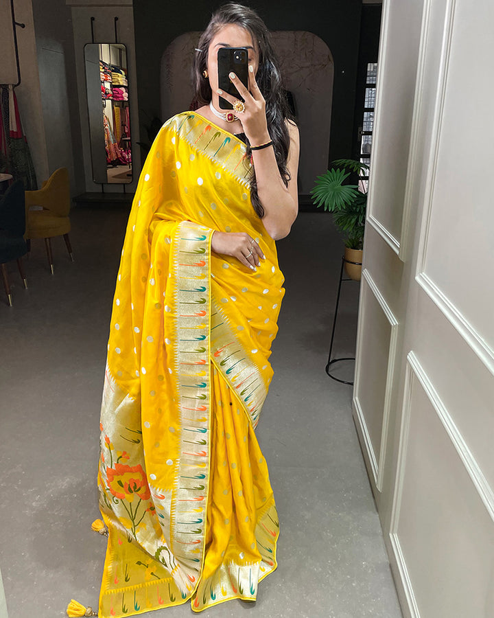 Designer Yellow color Pure Viscose Saree