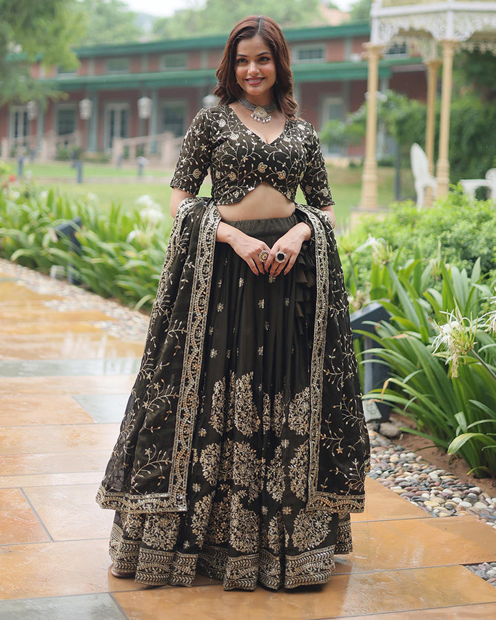 Black Color Rangoli Silk Sequence And Embroidered Lehenga Choli