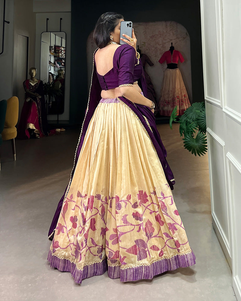 Purple Color Green Silk lehenga Choli