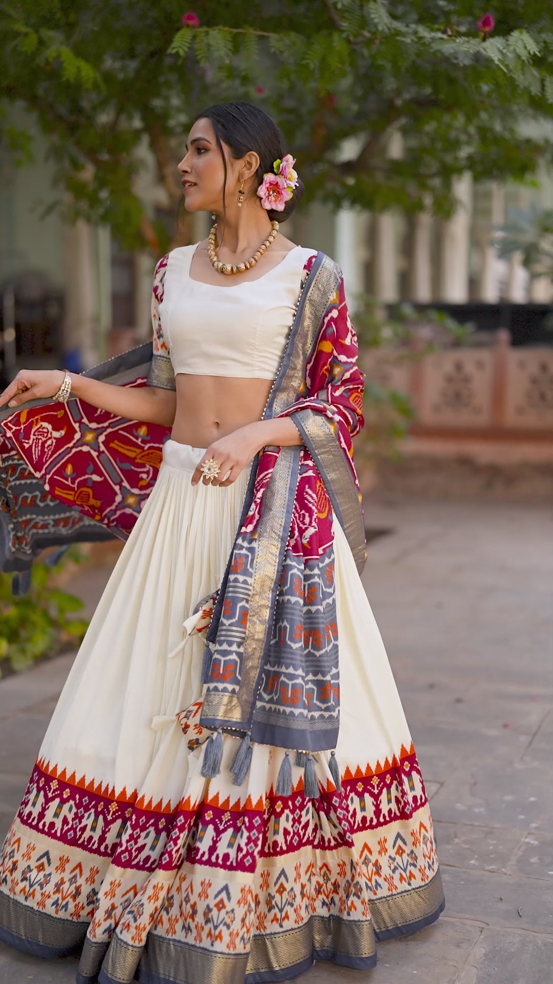 Amazing Maroon Color Patola Printed Tussar Silk Lehenga Choli