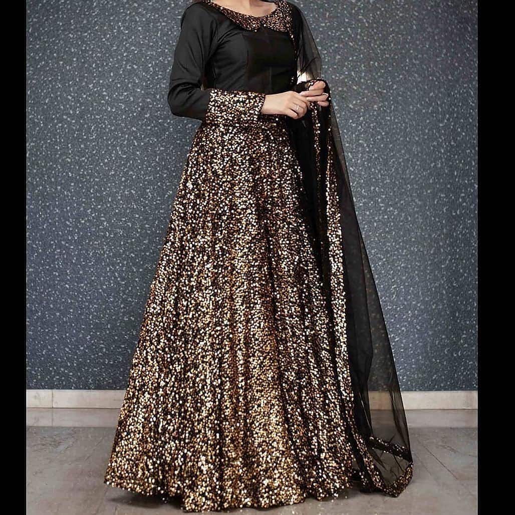 Black-Gold Sequence Lehenga Choli