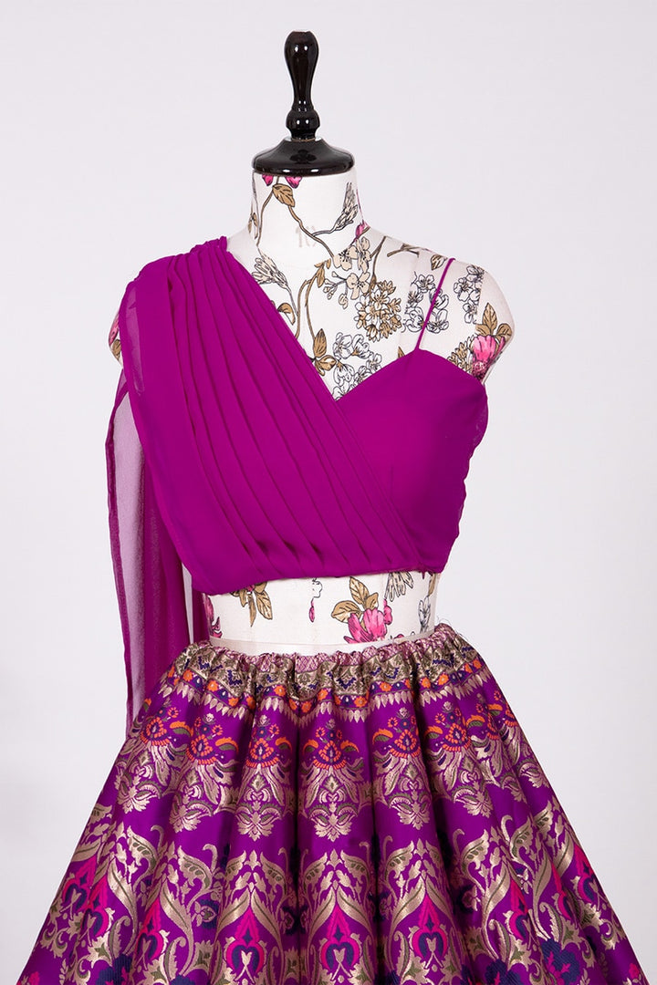 Purple Color Beautiful Banarasi Silk Lehenga Choli