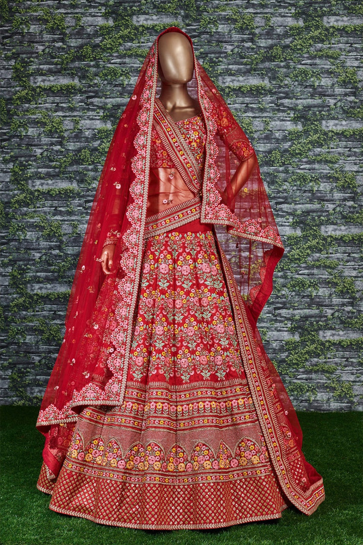 Red Color Mulberry Silk Wedding Were Lehenga Choli