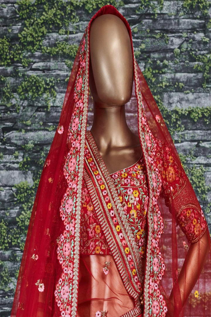 Red Color Mulberry Silk Wedding Were Lehenga Choli