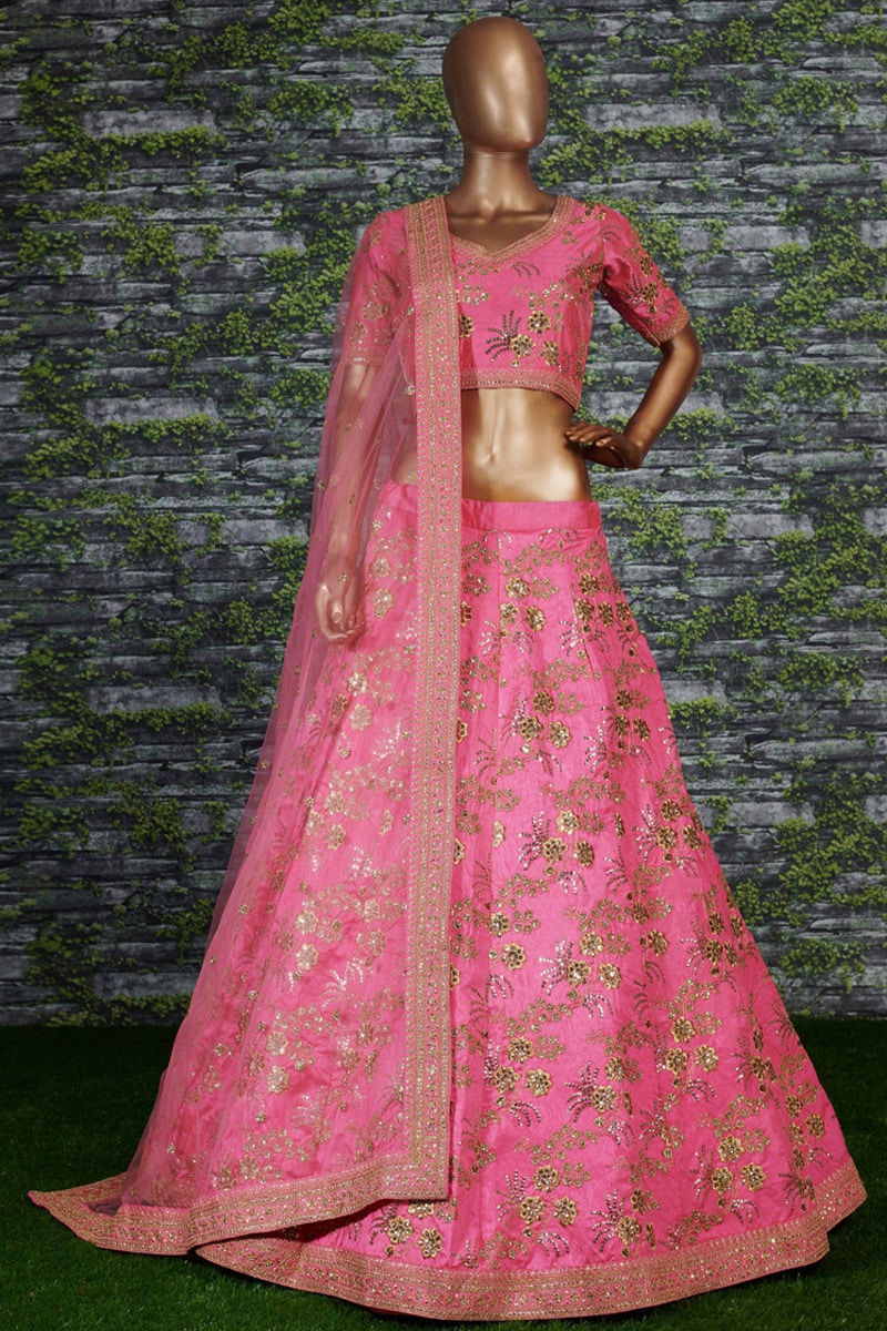 Pink Sequence Work Thai Silk Amazing Lehenga choli