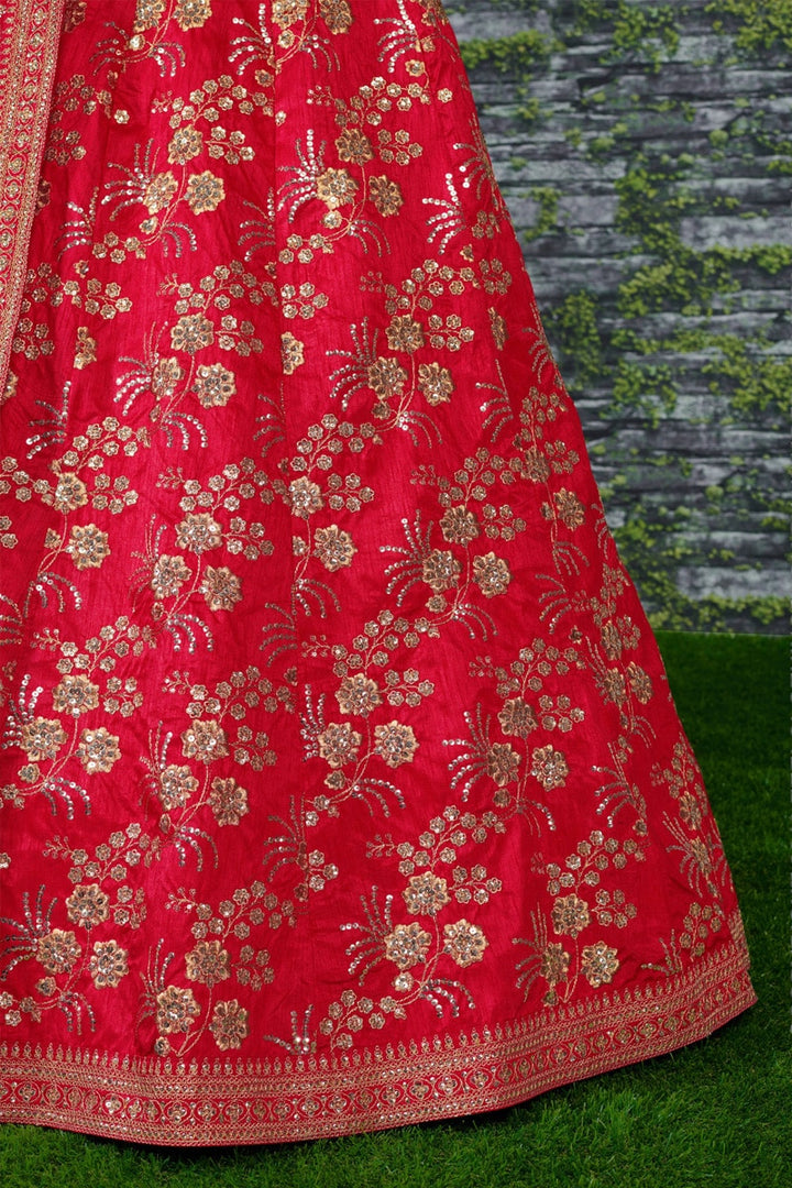 Red Sequence Work Thai Silk Amazing Lehenga choli