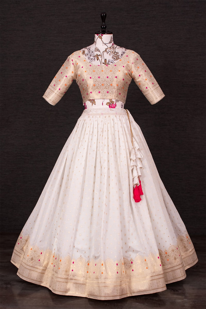 Amazing White Nylon weaving  Silk Festival Wear Lehenga Choli