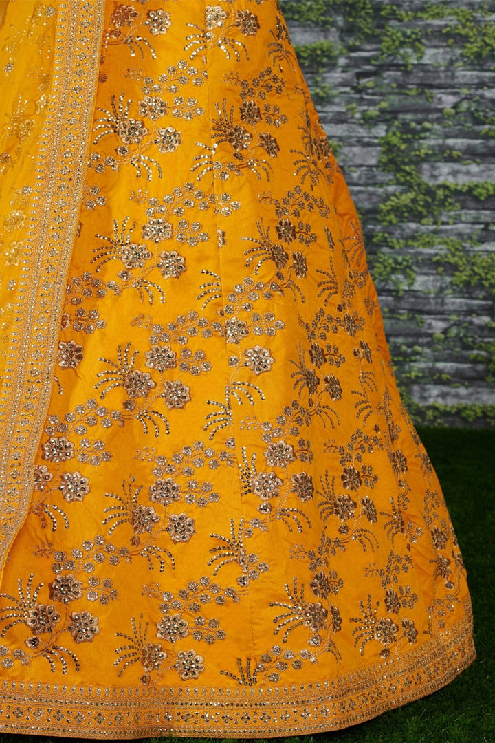 Yellow Sequence Work Thai Silk Amazing Lehenga choli